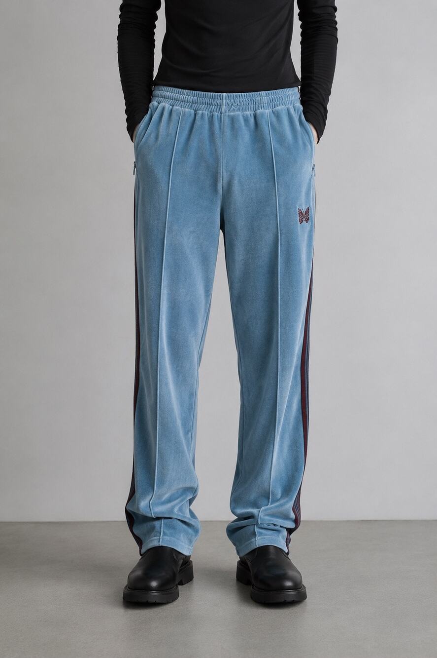 Needles Velour Track Pants Sax Blue Japan